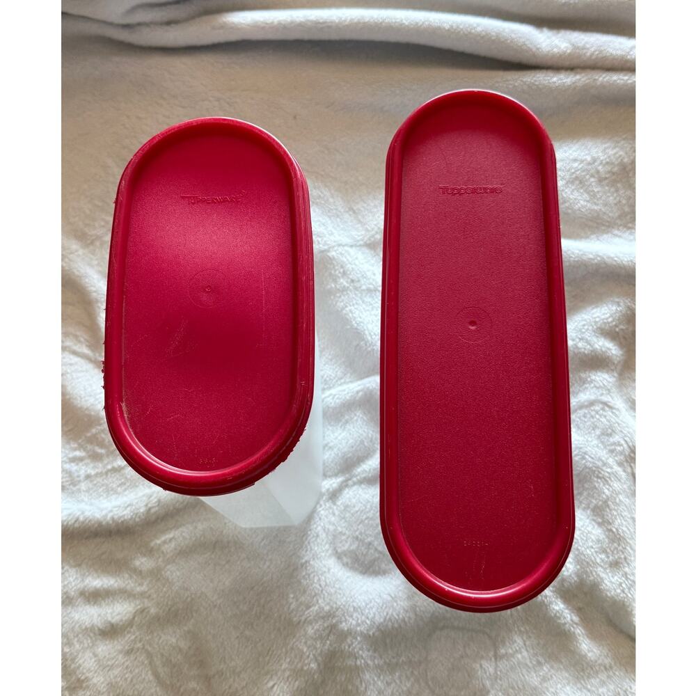 Vintage Tupperware Modular Mates Set of 2 - Passion Red Lids